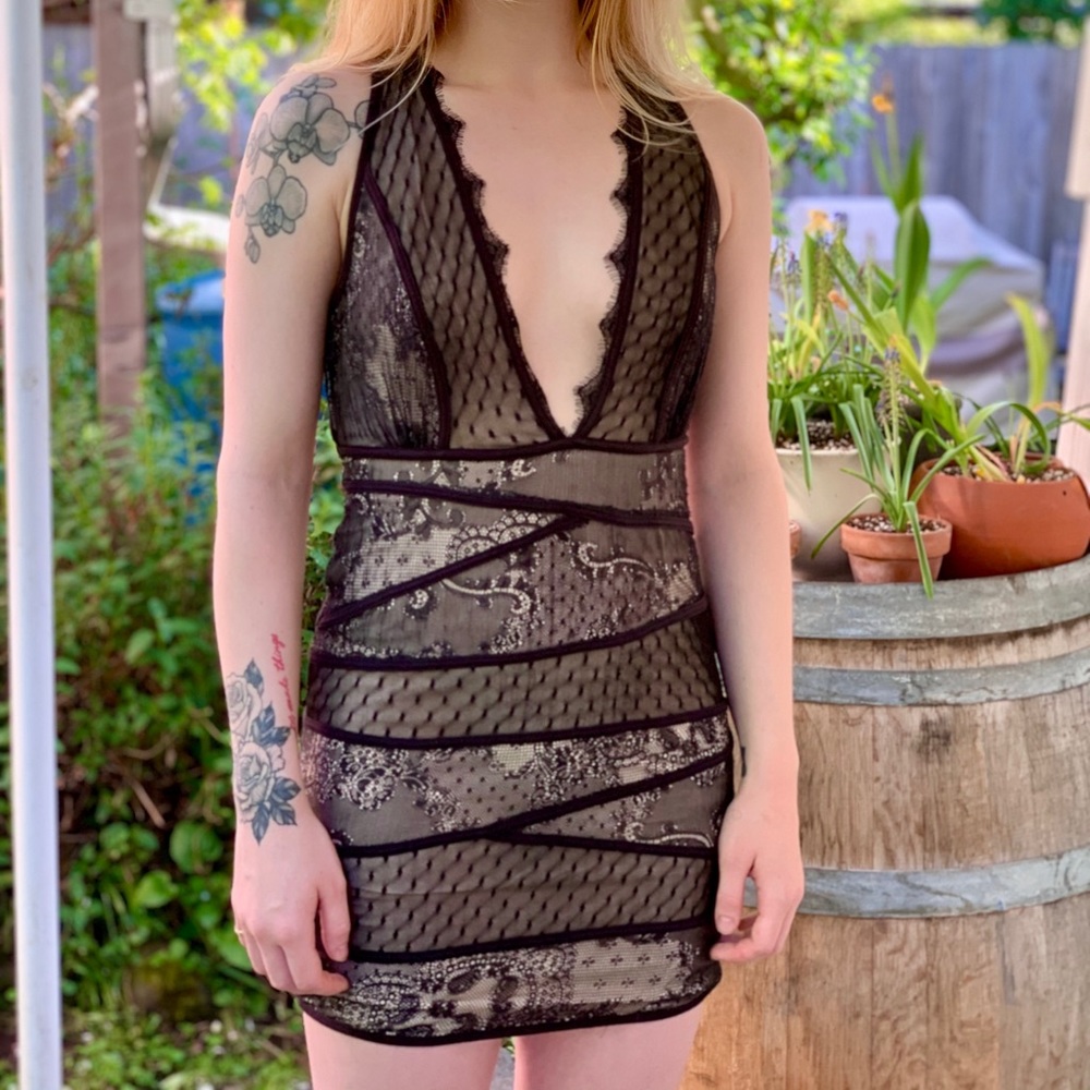 Bebe Low V-neck Dress